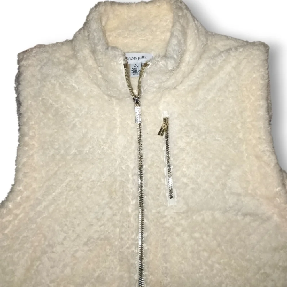 Calvin Klein | Fleece Full-Zip Vest | Ivory | Size Medium | EUC - Picture 3 of 10